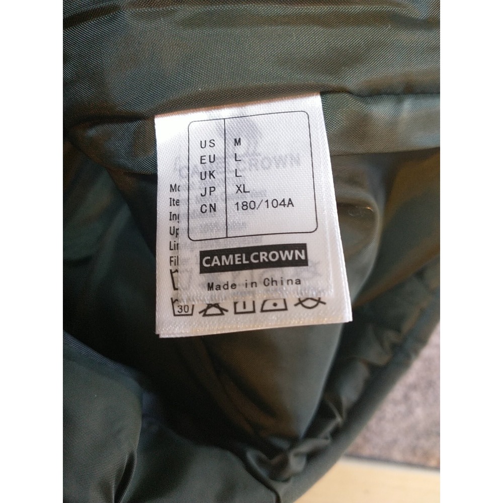 Camel Crown Mens Puffer Vest Medium Olive Green Quilted Full Zip Stand Collar - Picture 12 of 13
